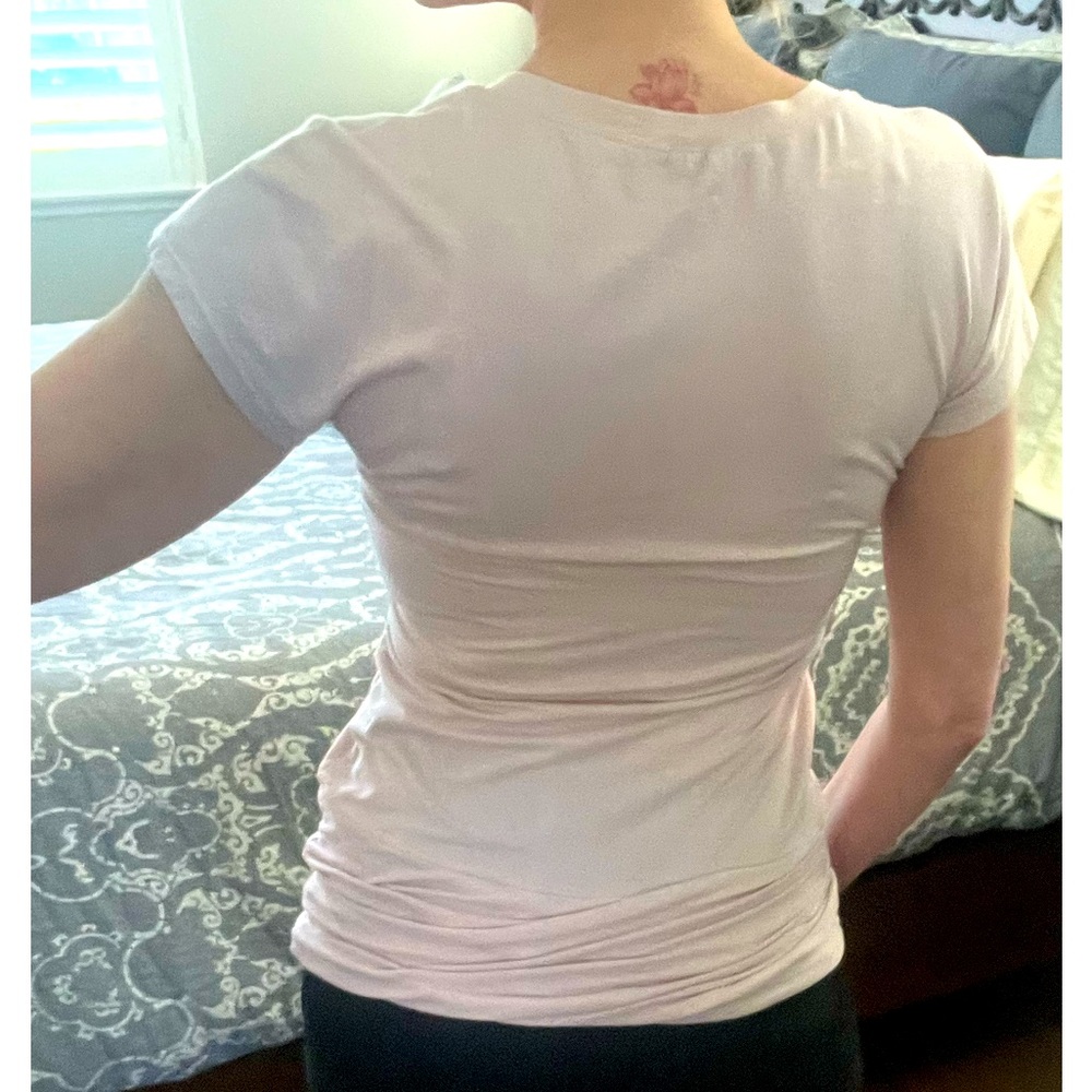 James Perse Standard Deep Scoop Neck T-shirt. Light Pink. Size 1 - Picture 7 of 16